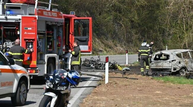 Bergamo, scontro tra tre moto e un’auto, morti due centauri, feriti gravemente quattro altri motociclisti
