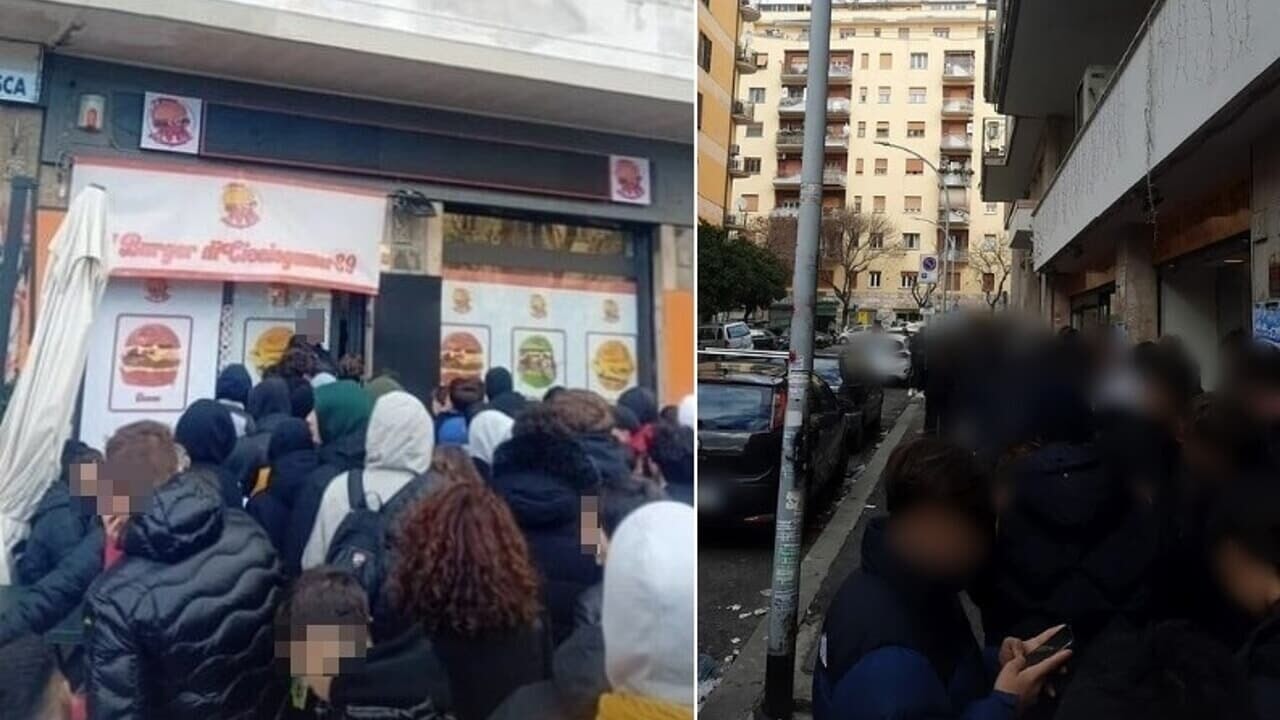 Roma, file infinite per gli Hamburger offerti gratis dallo YouTuber Cicciogamer89